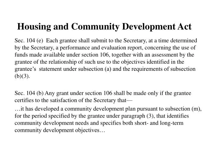 housing and community development act