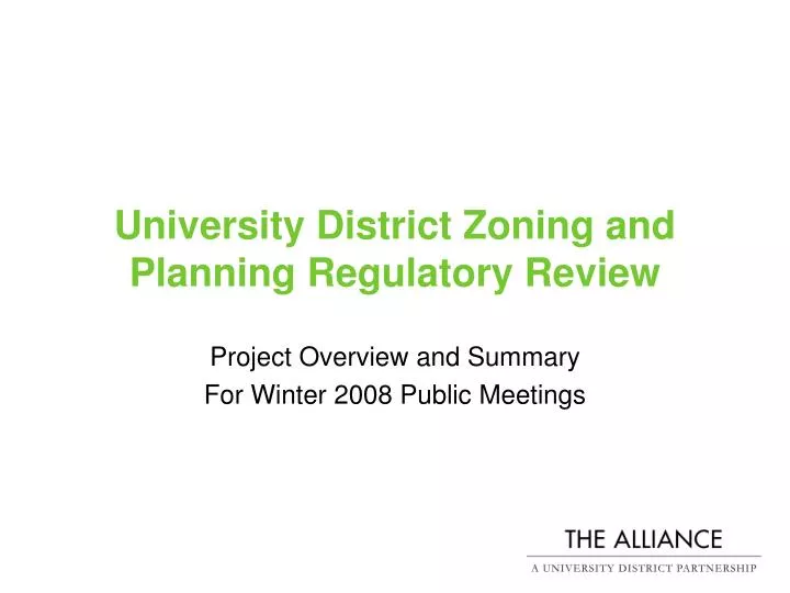 university district zoning and planning regulatory review
