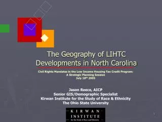 The Geography of LIHTC Developments in North Carolina