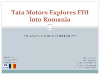 Tata Motors Explores FDI into Romania