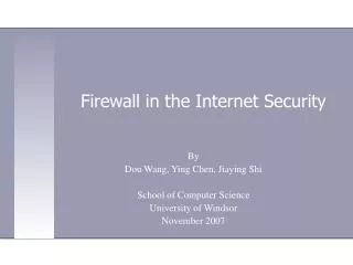 Firewall in the Internet Security