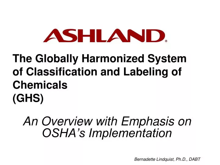 the globally harmonized system of classification and labeling of chemicals ghs