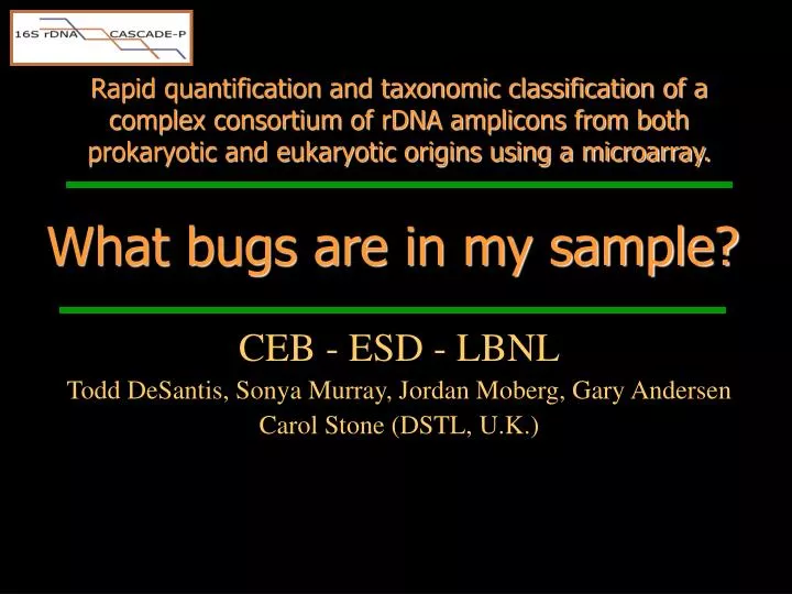 ceb esd lbnl todd desantis sonya murray jordan moberg gary andersen carol stone dstl u k