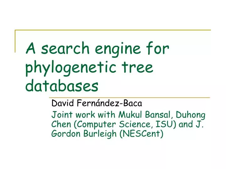 a search engine for phylogenetic tree databases