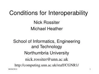 Conditions for Interoperability