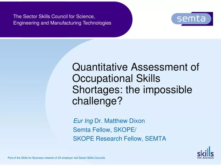 quantitative assessment of occupational skills shortages the impossible challenge