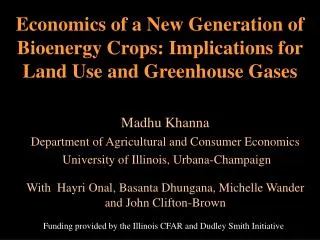 Economics of a New Generation of Bioenergy Crops: Implications for Land Use and Greenhouse Gases