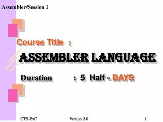 Assembler/Session 1