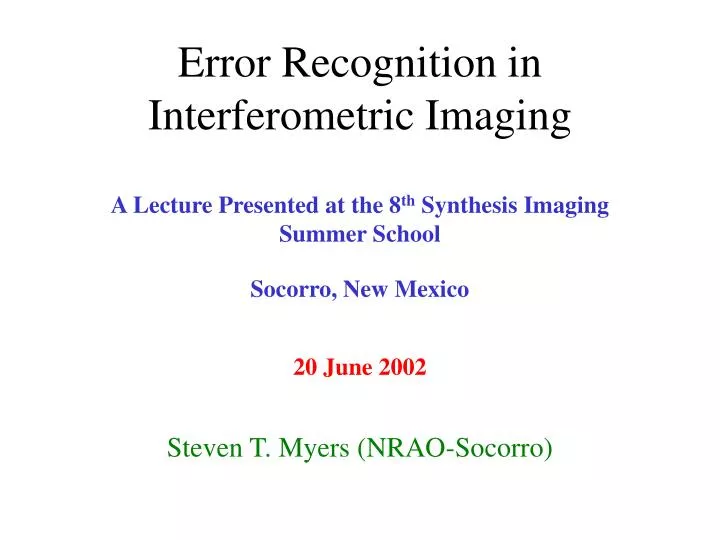 error recognition in interferometric imaging