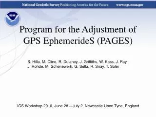 Program for the Adjustment of GPS EphemerideS (PAGES)