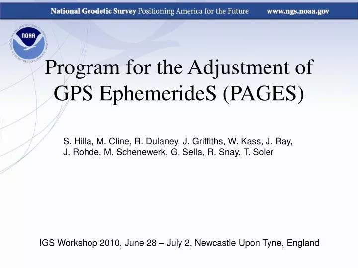 program for the adjustment of gps ephemerides pages