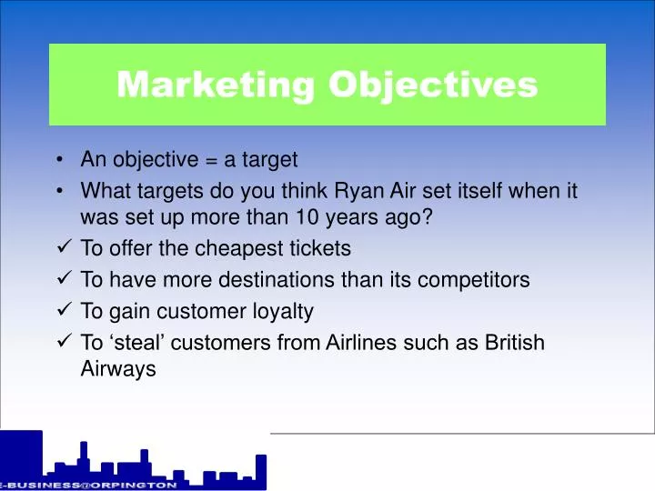 marketing objectives