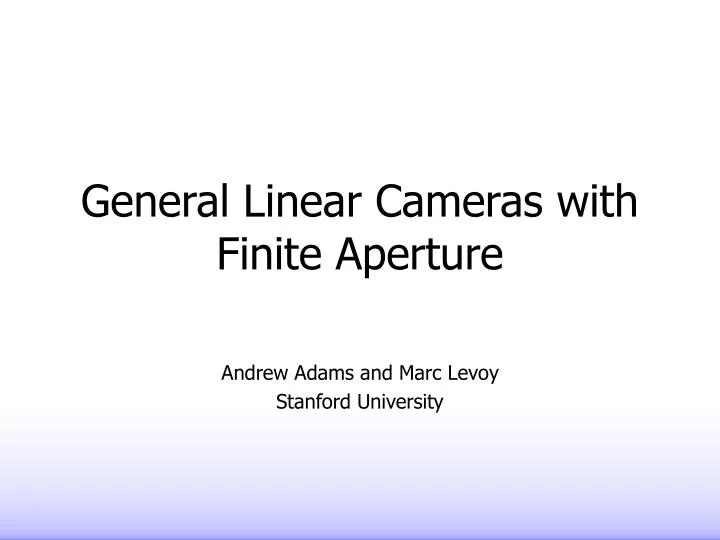 general linear cameras with finite aperture