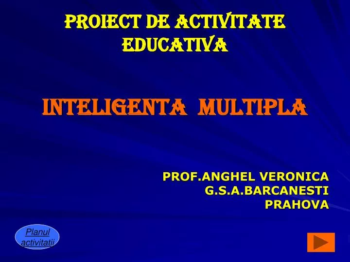 proiect de activitate educativa