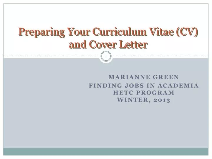 preparing your curriculum vitae cv and cover letter