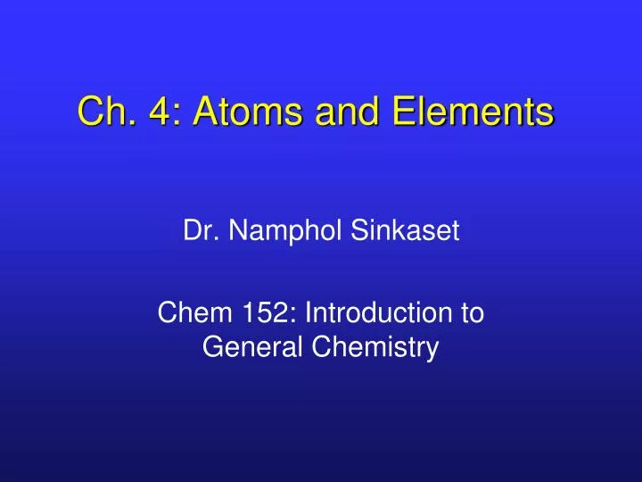 ch 4 atoms and elements