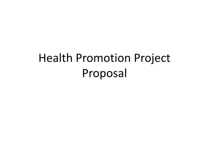 health promotion project proposal