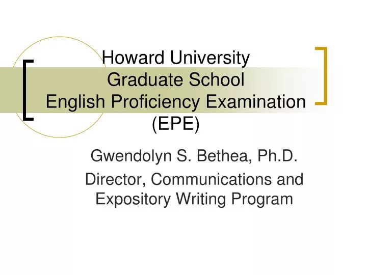 howard university graduate school english proficiency examination epe