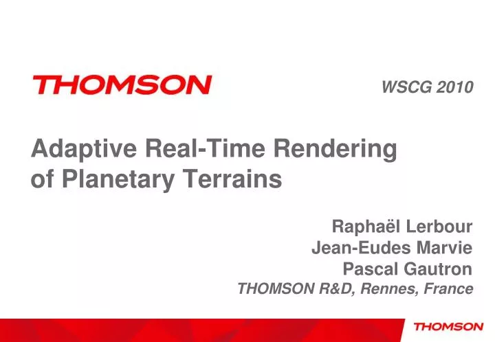 adaptive real time rendering of planetary terrains