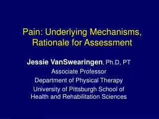 Pain: Underlying Mechanisms, Rationale for Assessment