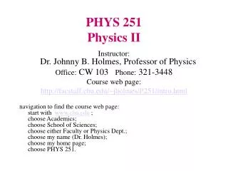 PHYS 251 Physics II