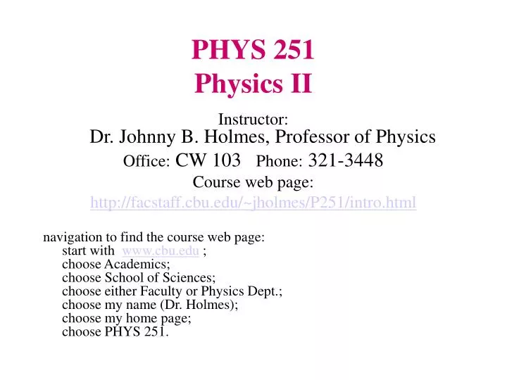 phys 251 physics ii