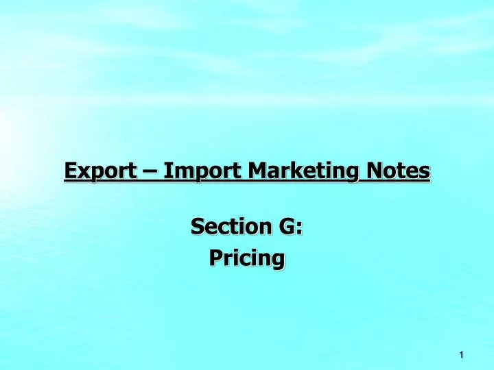 export import marketing notes