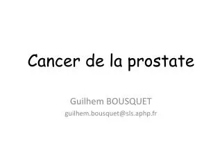 cancer de la prostate