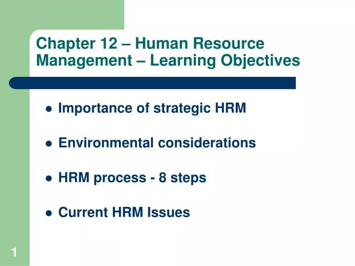 chapter 12 human resource management learning objectives