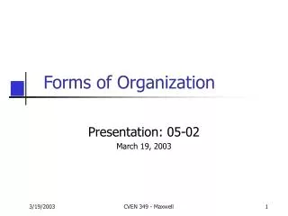 Forms of Organization