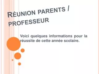 Réunion parents / professeur