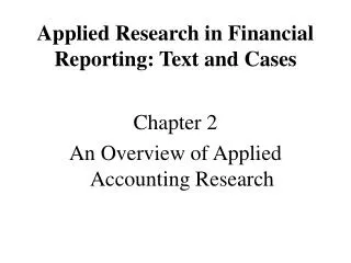 Applied Research in Financial Reporting: Text and Cases