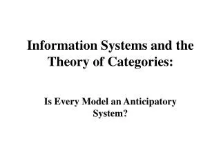 Information Systems and the Theory of Categories:
