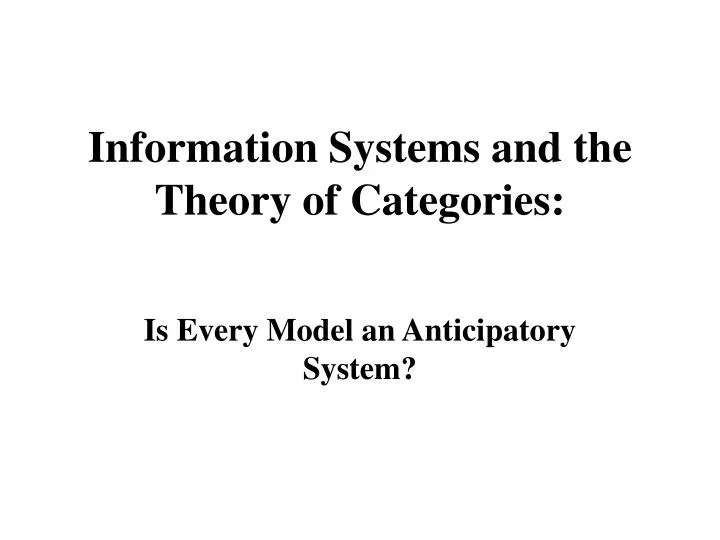 information systems and the theory of categories