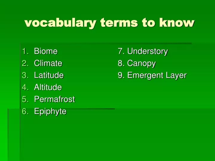 vocabulary terms to know