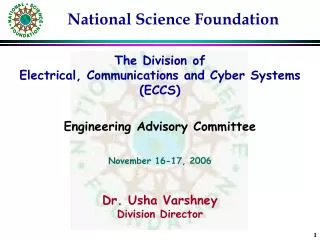 The Division of Electrical, Communications and Cyber Systems (ECCS) Engineering Advisory Committee November 16-17, 200