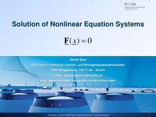 Solution of Nonlinear Equation Systems