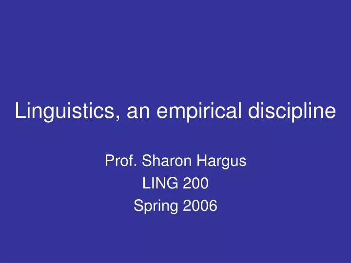 linguistics an empirical discipline