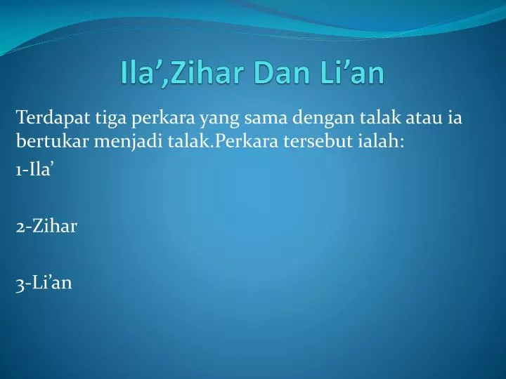 ila zihar dan li an