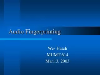 Audio Fingerprinting