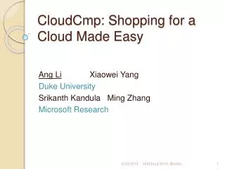 CloudCmp : Shopping for a Cloud Made Easy
