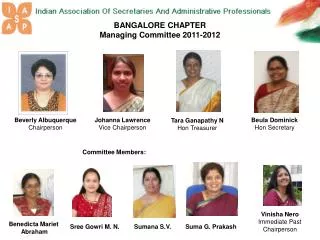 BANGALORE CHAPTER Managing Committee 2011-2012
