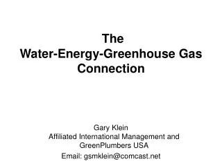 The Water-Energy-Greenhouse Gas Connection