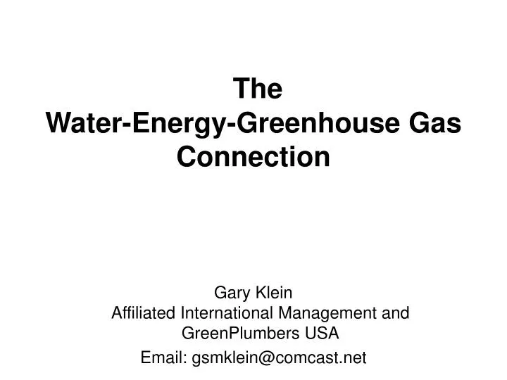 the water energy greenhouse gas connection
