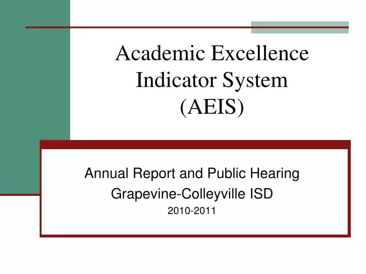 academic excellence indicator system aeis