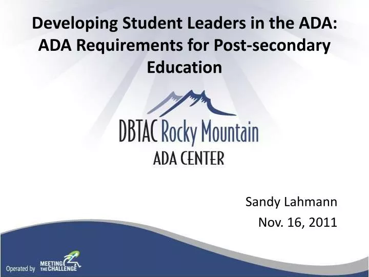 developing student leaders in the ada ada requirements for post secondary education