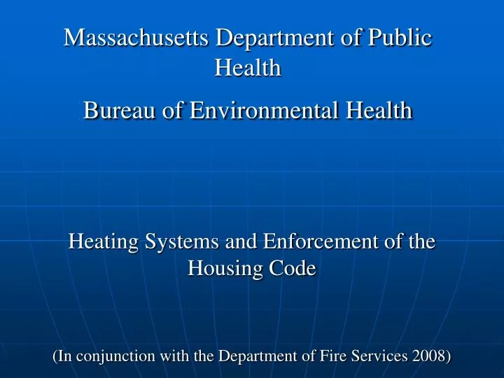 massachusetts department of public health bureau of environmental health