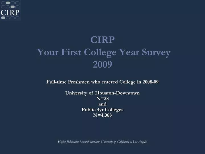 cirp your first college year survey 2009