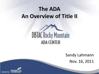 The ADA An Overview of Title II