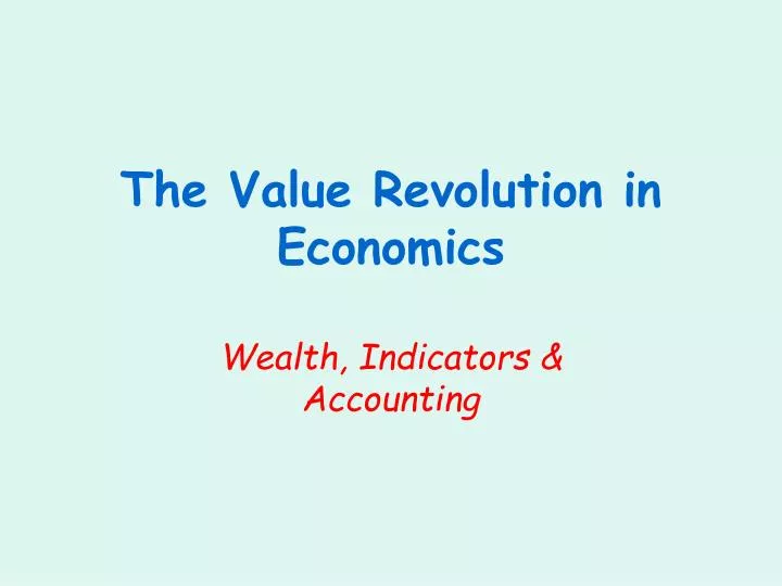 the value revolution in economics